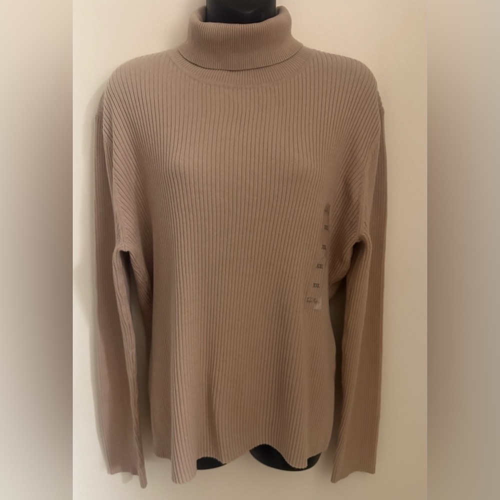 Women’s Ribbed Knit Sweater Pebble Path - Tan XXL